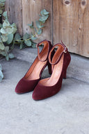 Obcasy Vivienne burgundowy zamsz - 48h