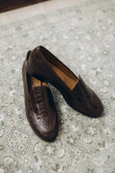 Alva Chocolate Crocodile Moccasins