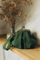 Torebka z biglem mała zielony zamsz - 48h