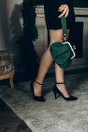 Torebka z biglem mała zielony zamsz