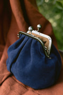 Torebka z biglem mała granatowy zamsz