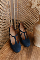 Obcasy Greta granatowy zamsz