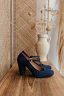 Obcasy Greta granatowy zamsz