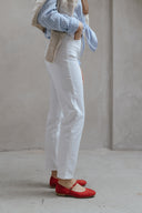 Baleriny Mary-Jane czerwony zamsz