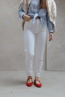 Baleriny Mary-Jane czerwony zamsz