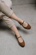 Mary-Jane-Ballerinas aus Wildleder in Zigarrenfarbe