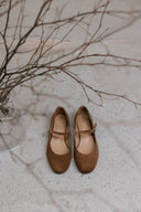 Mary-Jane-Ballerinas aus Wildleder in Zigarrenfarbe