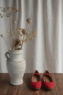 Baleriny Mary-Jane czerwony zamsz