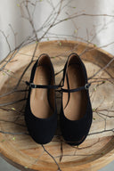 Baleriny Mary-Jane czarny zamsz