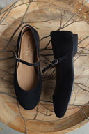 Baleriny Mary-Jane czarny zamsz