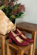 Obcasy Luna burgundowy zamsz - 48h