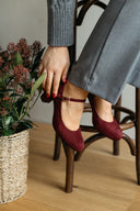 Aurelia Burgundy Suede Heels 