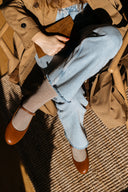 Mary-Jane Ballet Flats in Cognac Brown