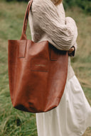 Torba shopper koniakowy brąz