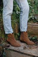 Stiefeletten mit Reißverschluss, braun Cigaro Veloursleder/ braune Sohle