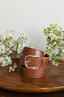 Szeroki pasek koniakowy brąz