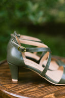 Sandały na obcasie Olivia olive green - outlet