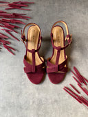 Josephine high heel sandals, suede, burgundy - 48h