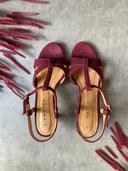 Josephine high heel sandals, suede, burgundy - 48h