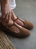 Lotta navy blue suede ballet flats