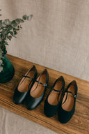 Baleriny Mary-Jane czarny zamsz - 48h