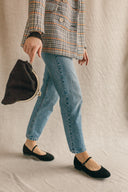 Baleriny Mary-Jane czarny zamsz - 48h