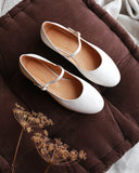 Beige Mary-Jane Ballet Flats