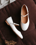 Beige Mary-Jane Ballet Flats