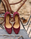 Obcasy Vivienne burgundowy zamsz - 48h