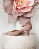 Obcasy Elena zamsz dusty pink