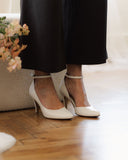 Obcasy Vivienne skóra licowa off white - 48h