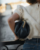 Chocolate brown handbag with clasp
