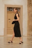 Josephine schwarze Wildleder-Sandalen mit hohem Absatz -48 Std.
