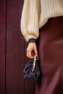 Torebka z biglem mała granatowy zamsz