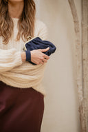 Torebka z biglem mała granatowy zamsz