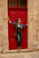 Torebka z biglem mała zielony zamsz