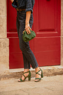 Torebka z biglem mała zielony zamsz