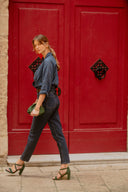 Sandały na obcasie Harriet zielony zamsz - 48h