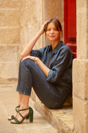 Sandały na obcasie Harriet zielony zamsz - 48h