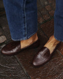Alva Chocolate Crocodile Moccasins