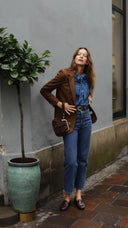 Torebka z biglem mała czekoladowy zamsz