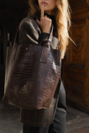 Torba shopper czekoladowy krokodyl - 48h