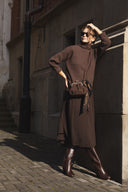 Torebka z biglem mała czekoladowy zamsz