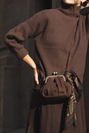 Torebka z biglem mała czekoladowy zamsz - 48h