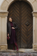 Small burgundy suede bag with clasp - 48h