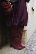 Small burgundy suede bag with clasp - 48h