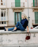 Small kiss-lock suede bag - burgundy