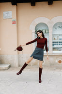 Small kiss-lock suede bag - burgundy (ships in 48h)