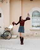 Small kiss-lock suede bag - burgundy (ships in 48h)