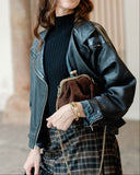 Small kiss-lock suede bag - chocolate brown (ships in 48h)